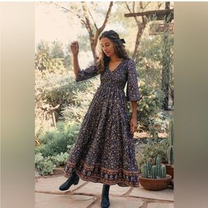 Christy Dawn Basil Dress in Navy Anemone Vine XS/S